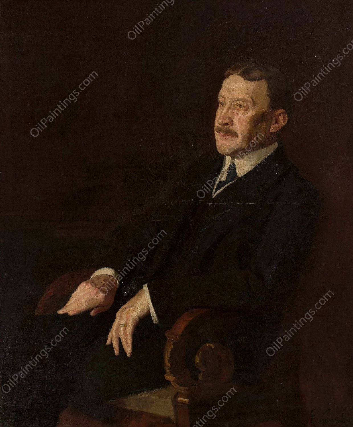 Portrait of Marian Sokolowski by Stanislaw Lentz - Hand-Painted Oil Painting Reproduction