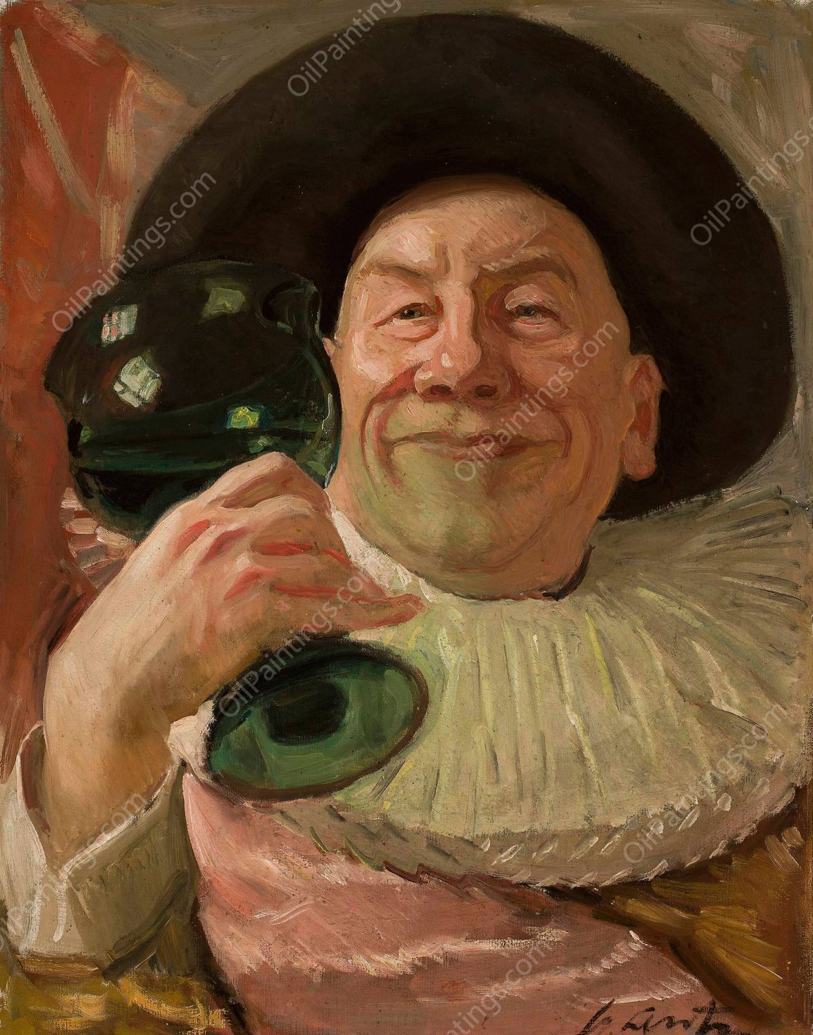 Self-portrait in the style of Frans Hals  by Stanislaw Lentz - Hand-Painted Oil Painting Reproduction