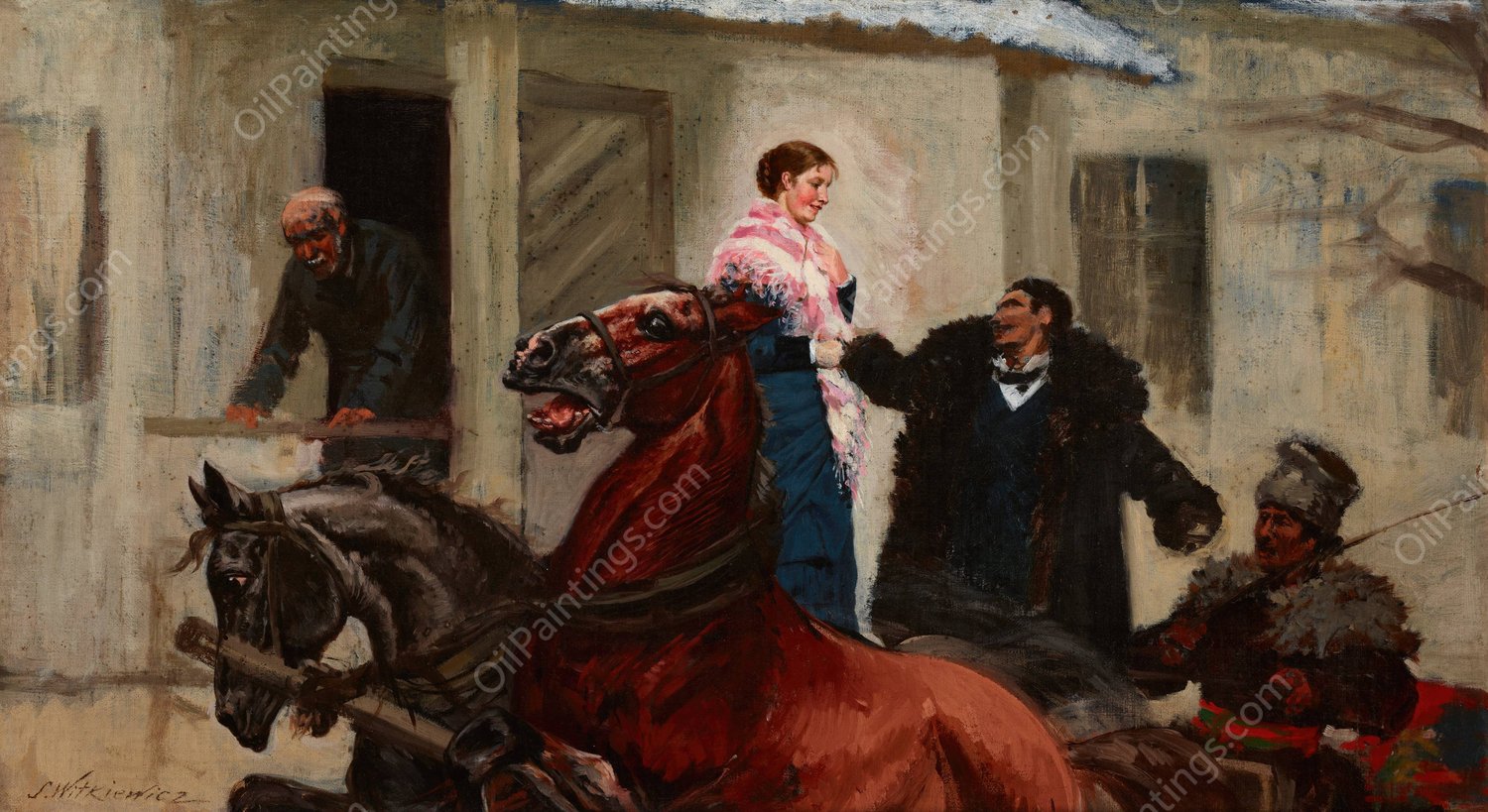 In Front of the Porch  by Stanislaw Witkiewicz - Hand-Painted Oil Painting Reproduction