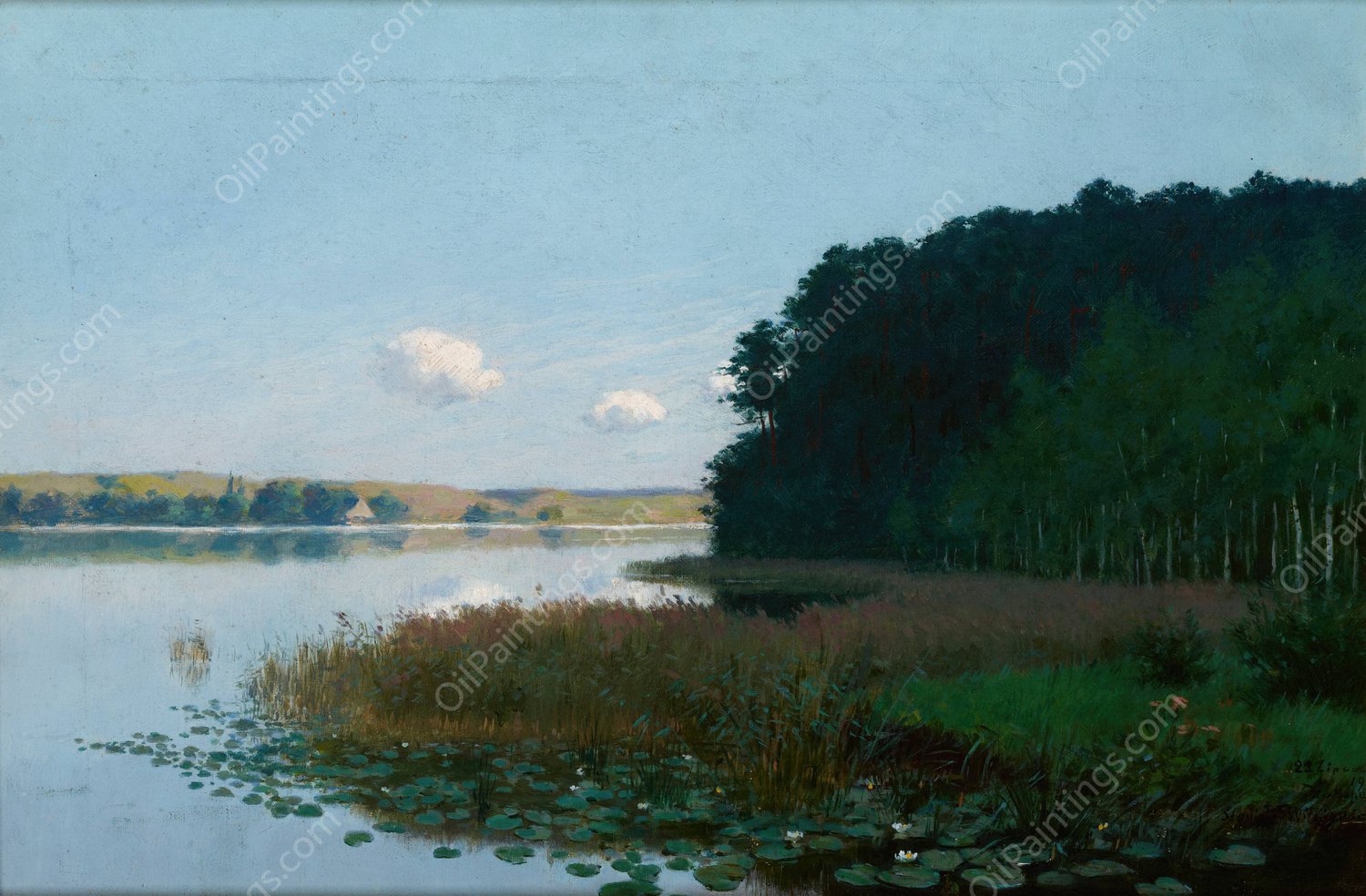 Lake with Water-Lilies  by Stanislaw Witkiewicz - Hand-Painted Oil Painting Reproduction
