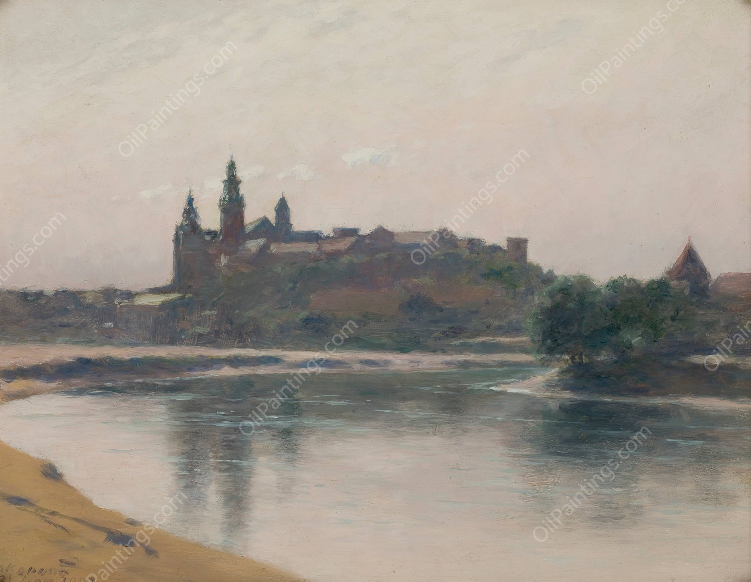 Wawel from the Vistula Side  by Stanislaw Witkiewicz - Hand-Painted Oil Painting Reproduction