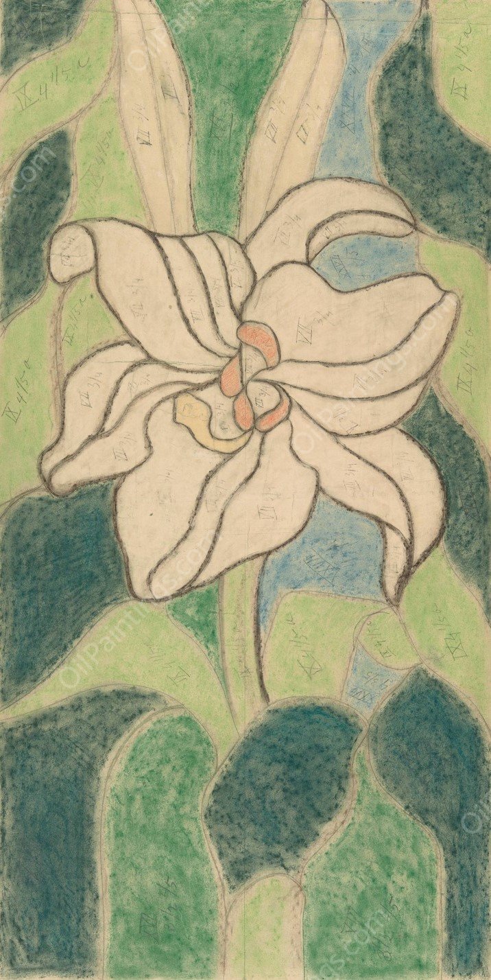 Blogoslawiona Salomea. Projekt witraza do koSciola Franciszkanow w Krakowie by Stanislaw Wyspianski - Hand-Painted Oil Painting Reproduction