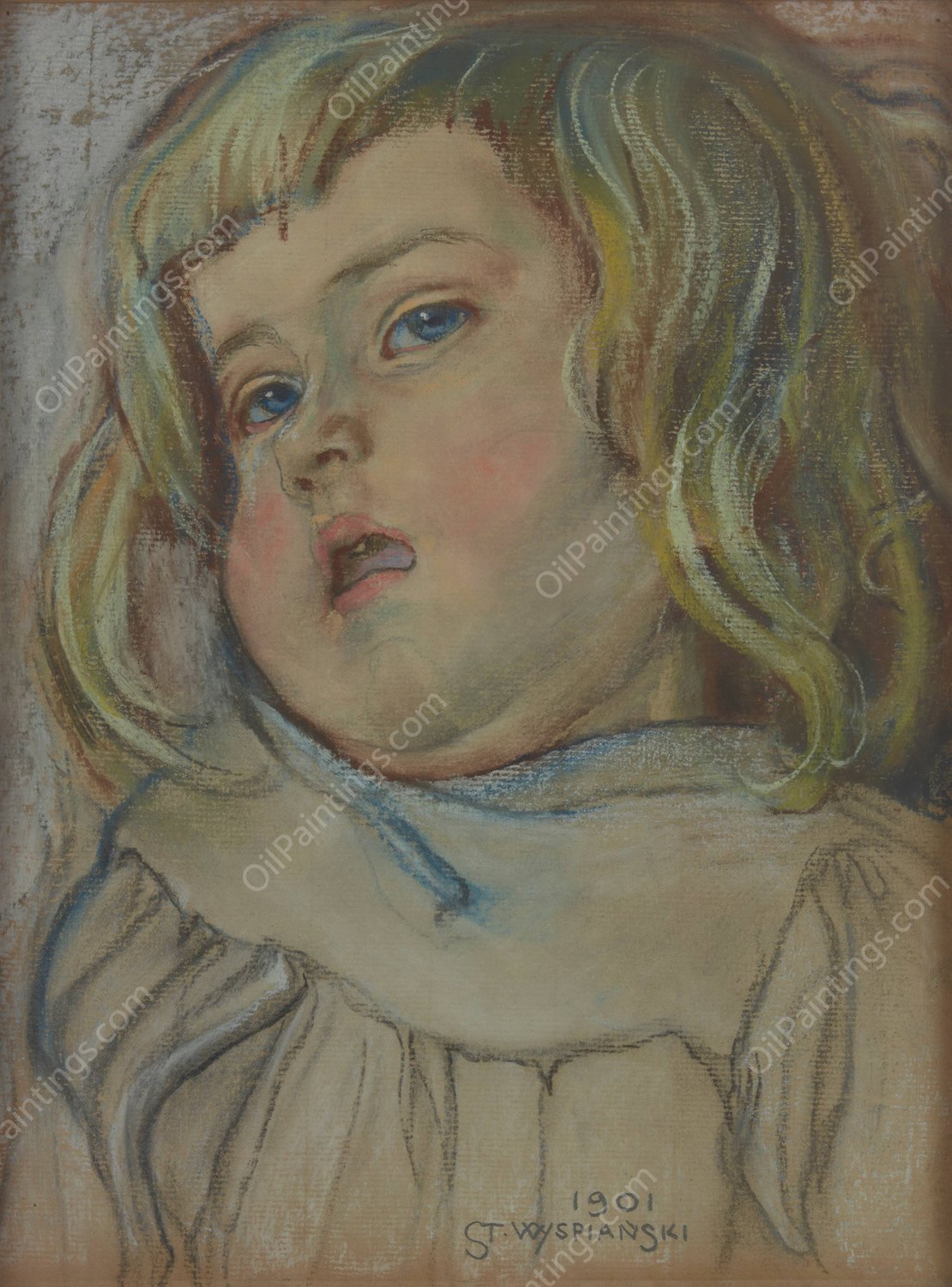 Head of Mietek  by Stanislaw Wyspianski - Hand-Painted Oil Painting Reproduction