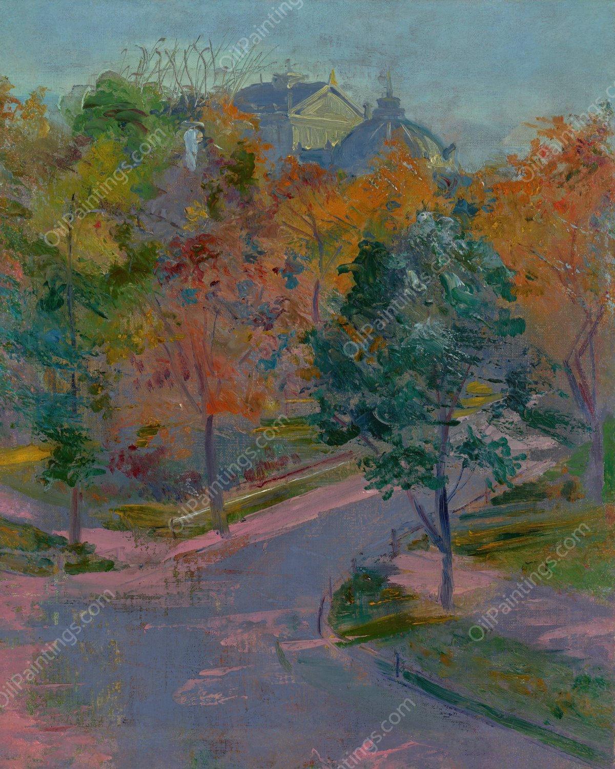 View of the Municipal Theatre Krakow from Zacisze Street  by Stanislaw Wyspianski - Hand-Painted Oil Painting Reproduction