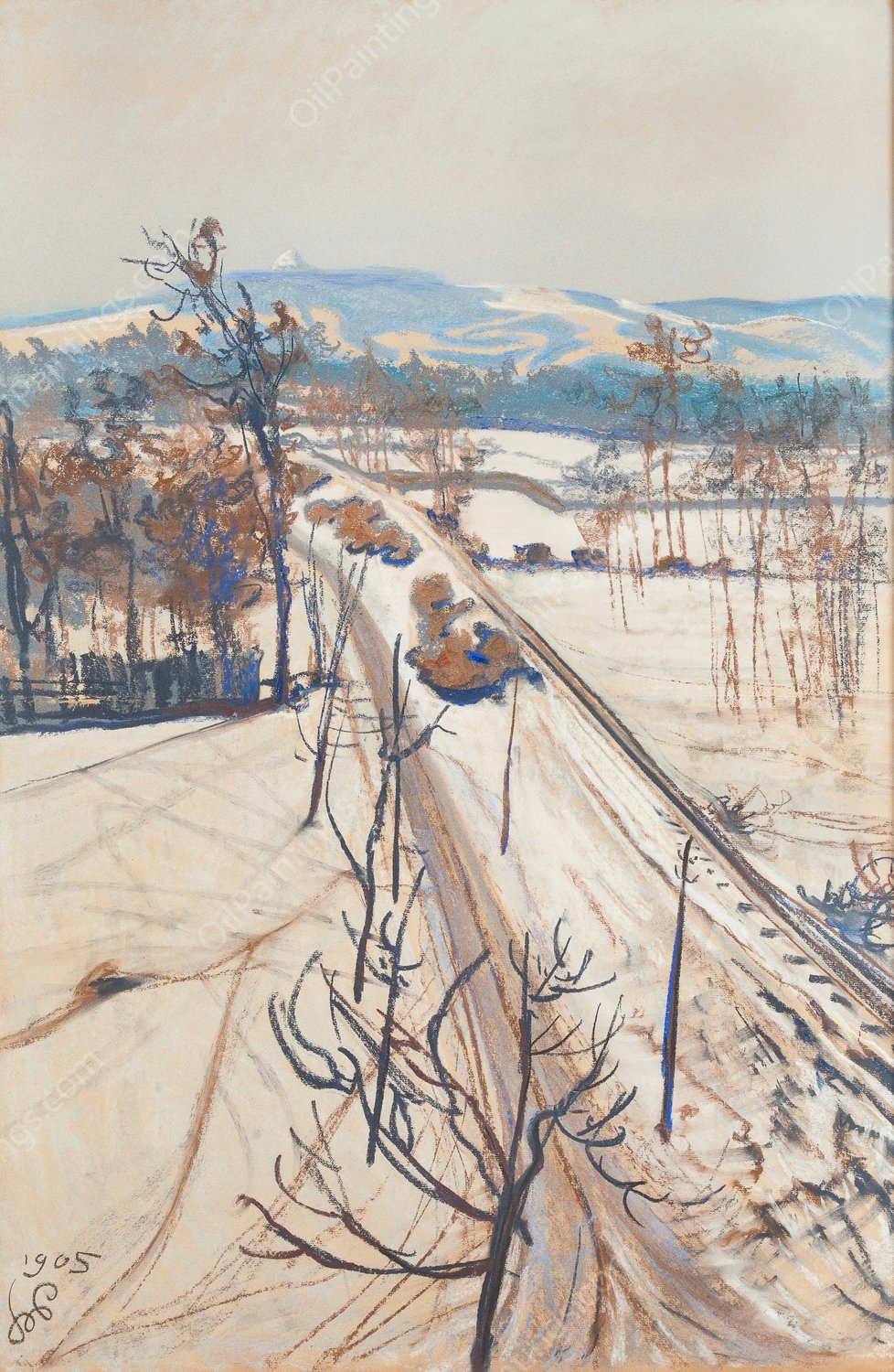 Widok na Kopiec KoSciuszki. Szary dzien  by Stanislaw Wyspianski - Hand-Painted Oil Painting Reproduction