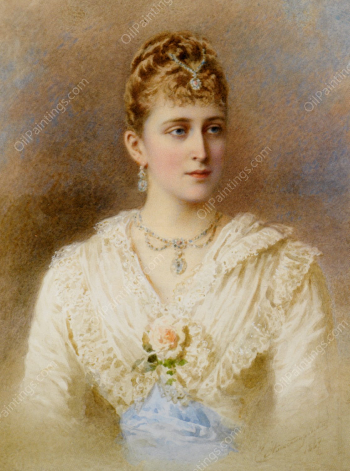 Portrait of Grand Duchess Elizaveta Fedorovna by Stefan Fedorovich Alexandrovsky - Hand-Painted Oil Painting Reproduction