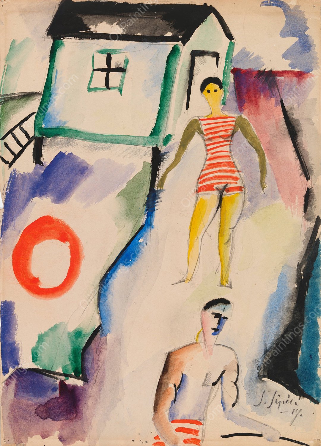 Beach  by Sulho Sipila - Hand-Painted Oil Painting Reproduction