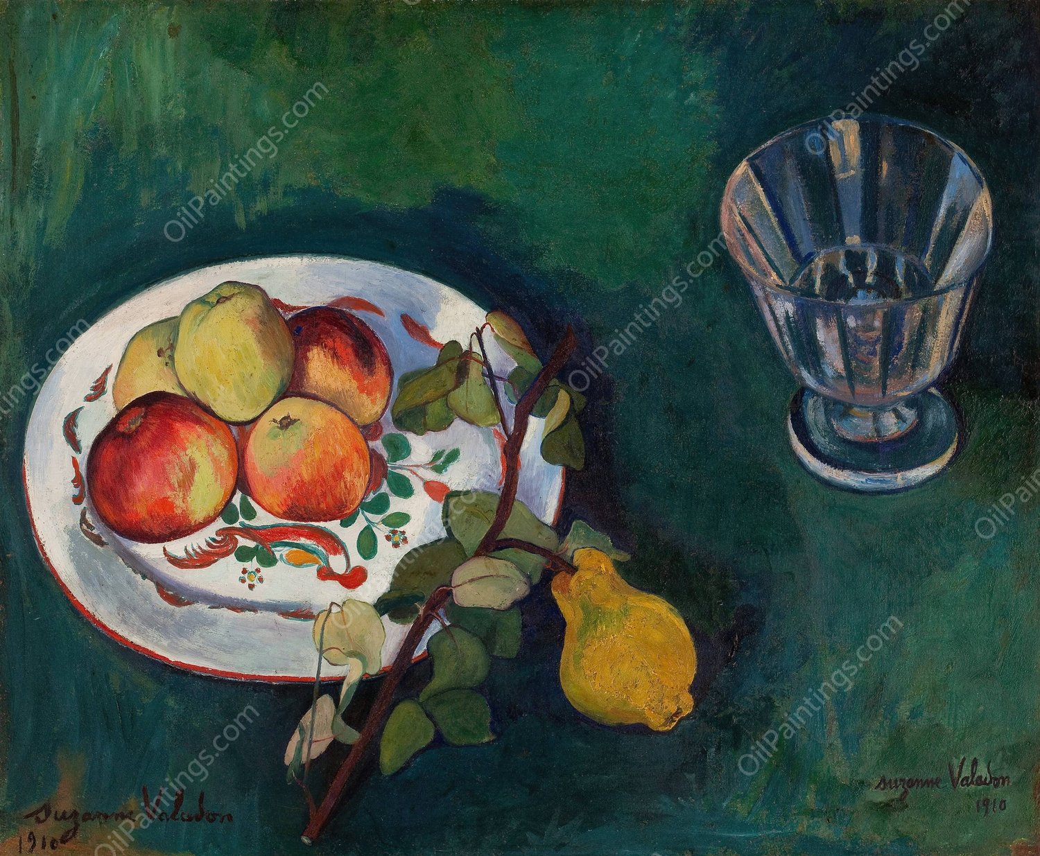 Still Life with Fruit and Glass  by Suzanne Valadon - Hand-Painted Oil Painting Reproduction