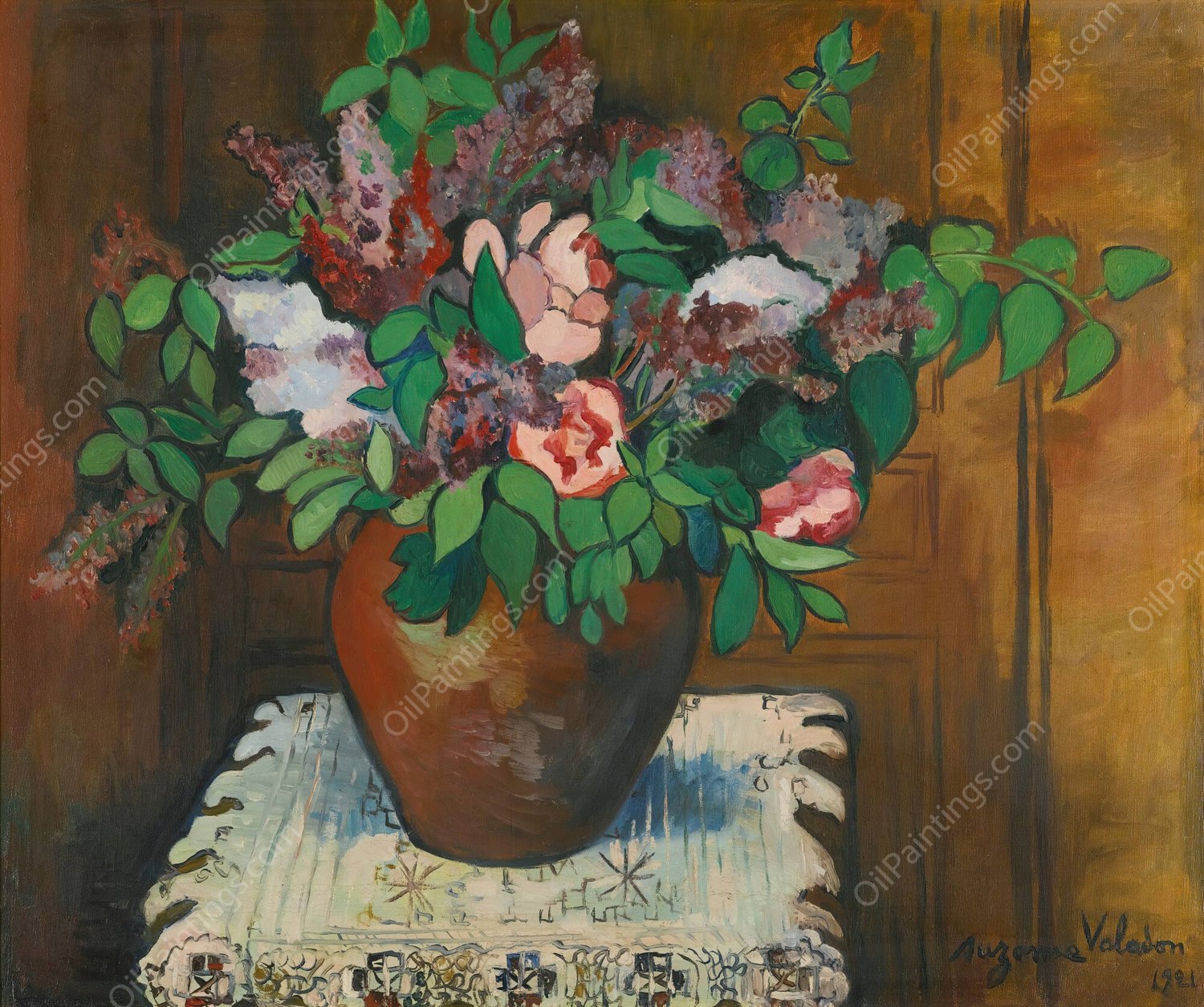 Vase De Fleurs  by Suzanne Valadon - Hand-Painted Oil Painting Reproduction