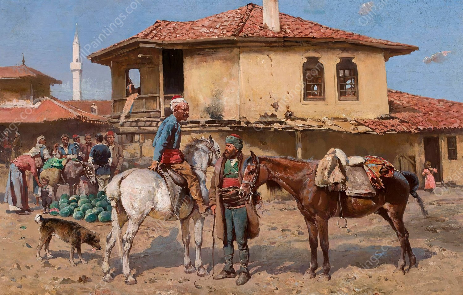 Eastern marketplace  by Tadeusz Ajdukiewicz - Hand-Painted Oil Painting Reproduction