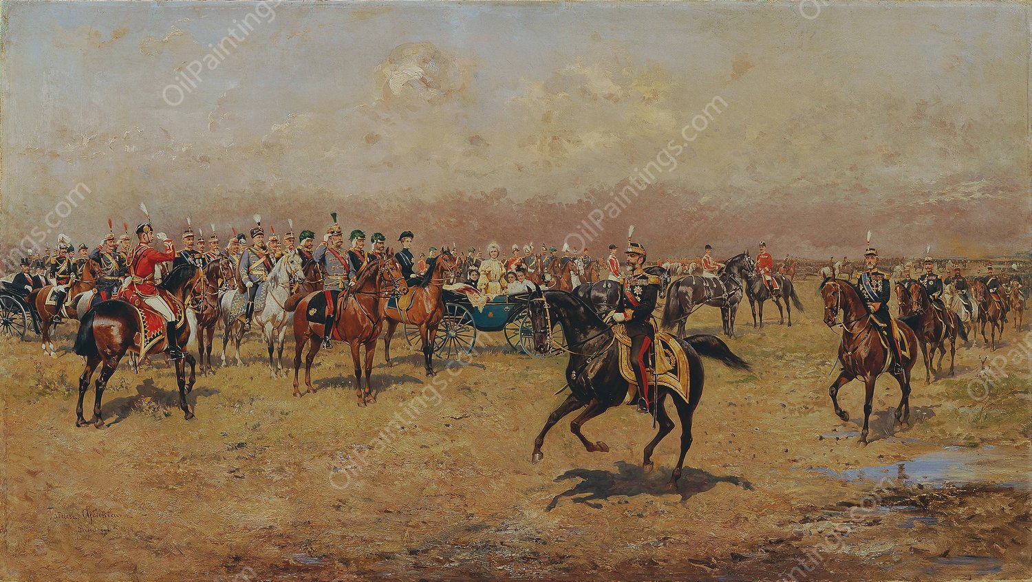 Militarparade vor Kaiser Franz Joseph I.  by Tadeusz Ajdukiewicz - Hand-Painted Oil Painting Reproduction