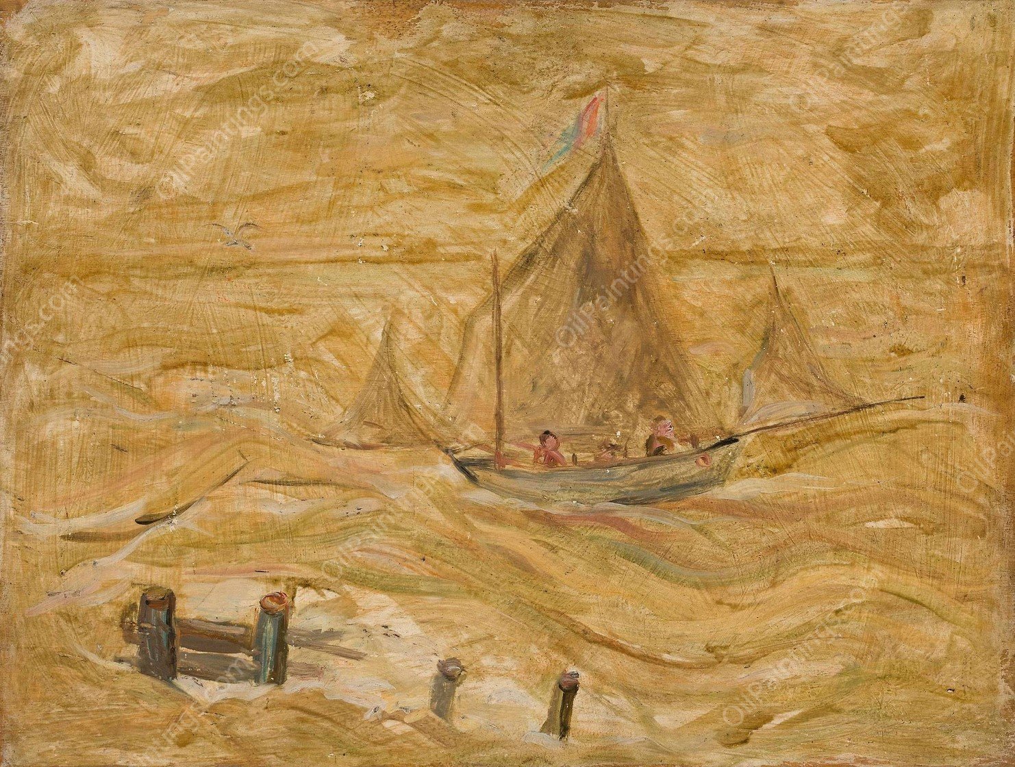 Sailing boat on a sea  by Tadeusz Makowski - Hand-Painted Oil Painting Reproduction