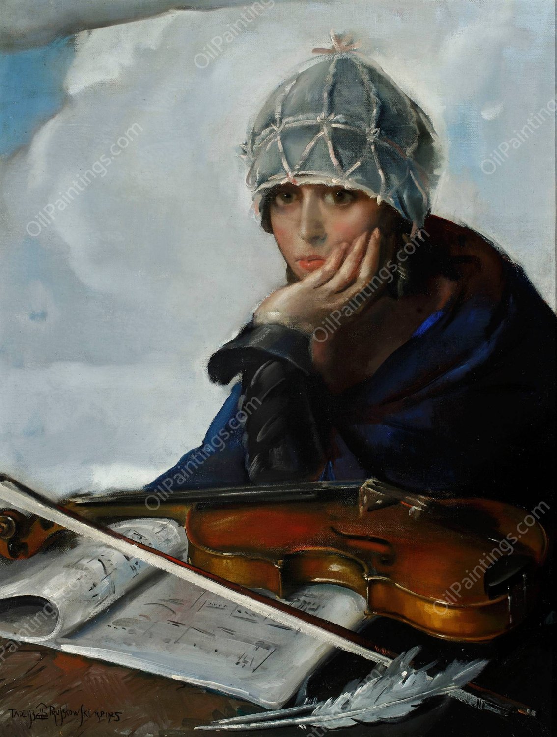 Melancholy  by Tadeusz Pruszkowski - Hand-Painted Oil Painting Reproduction