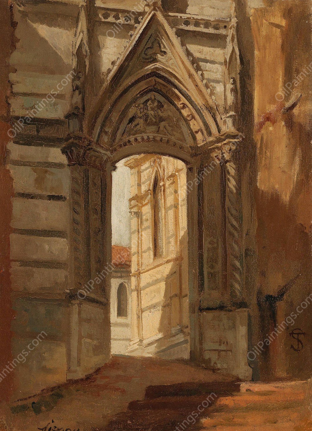 The Cathedral at Siena by Telemaco Signorini - Hand-Painted Oil Painting Reproduction