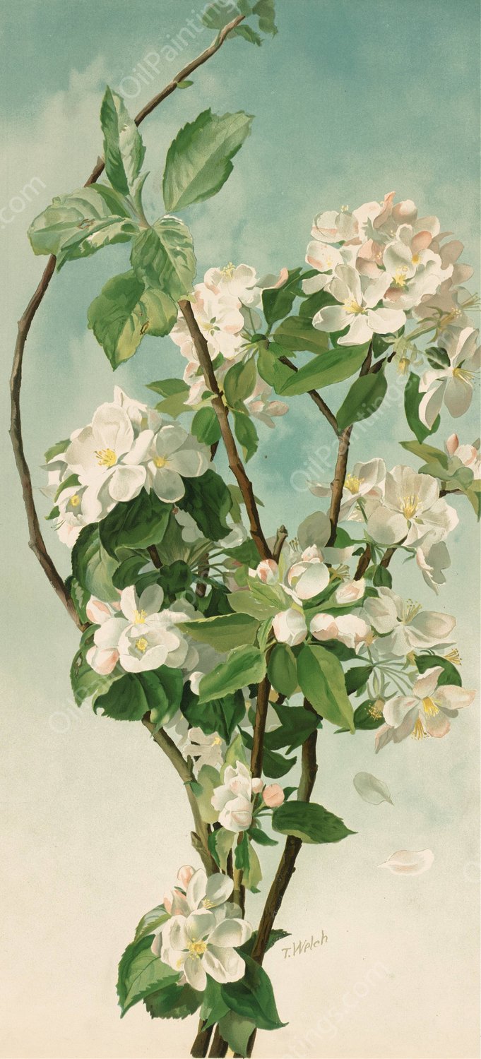 Apple Blossoms  by Thaddeus Welch - Hand-Painted Oil Painting Reproduction