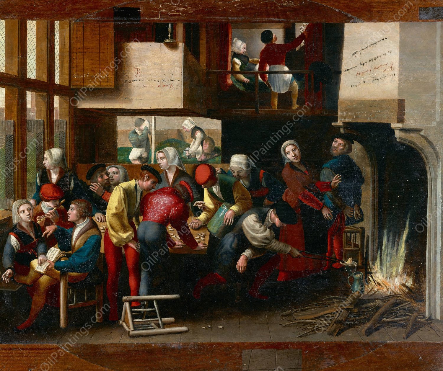 A Brothel Scene  by The Brunswick Monogrammist - Hand-Painted Oil Painting Reproduction