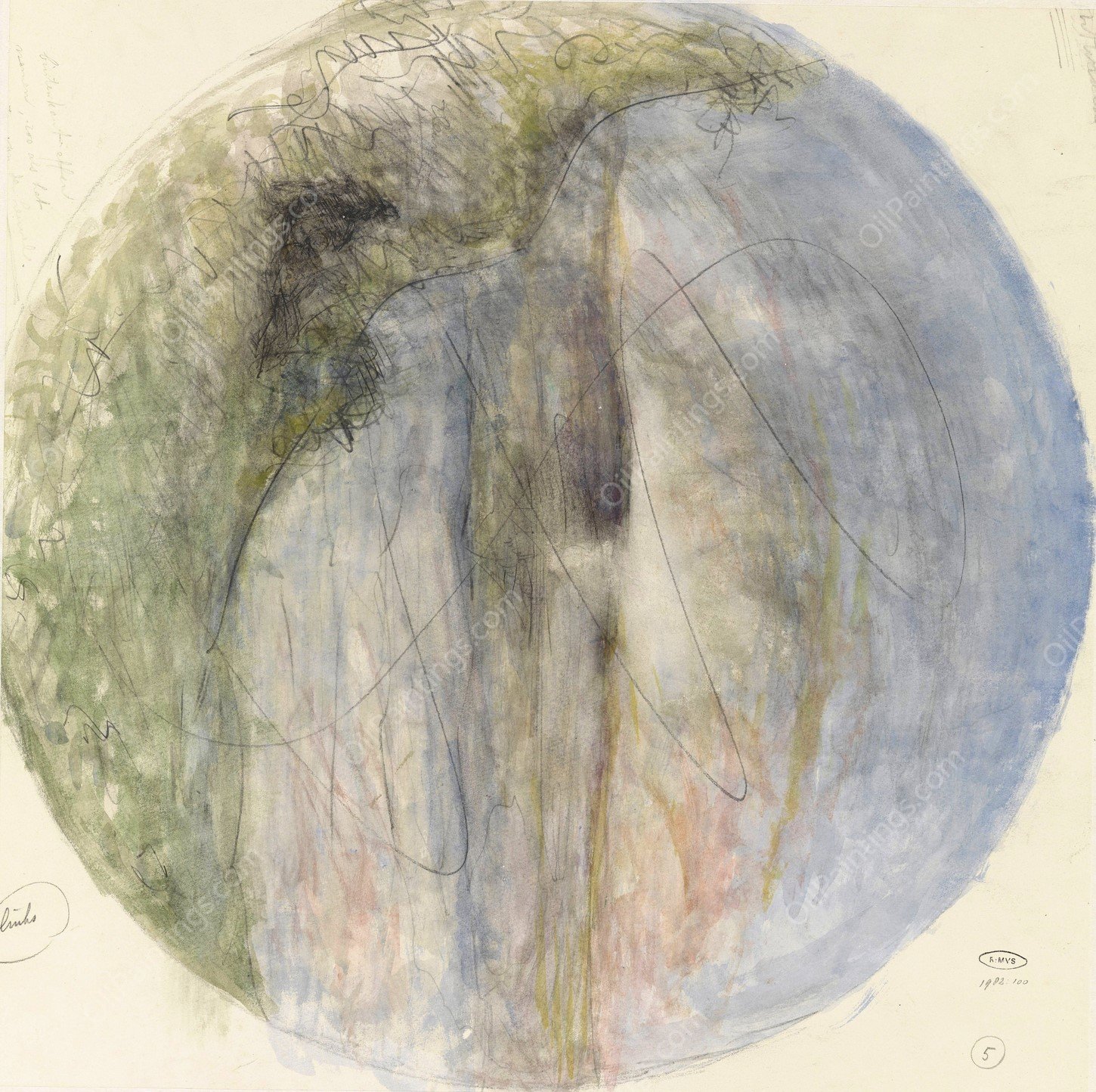 Ontwerp voor de aardewerkdecoratie op een schaal met een landschap  by Theo Colenbrander - Hand-Painted Oil Painting Reproduction