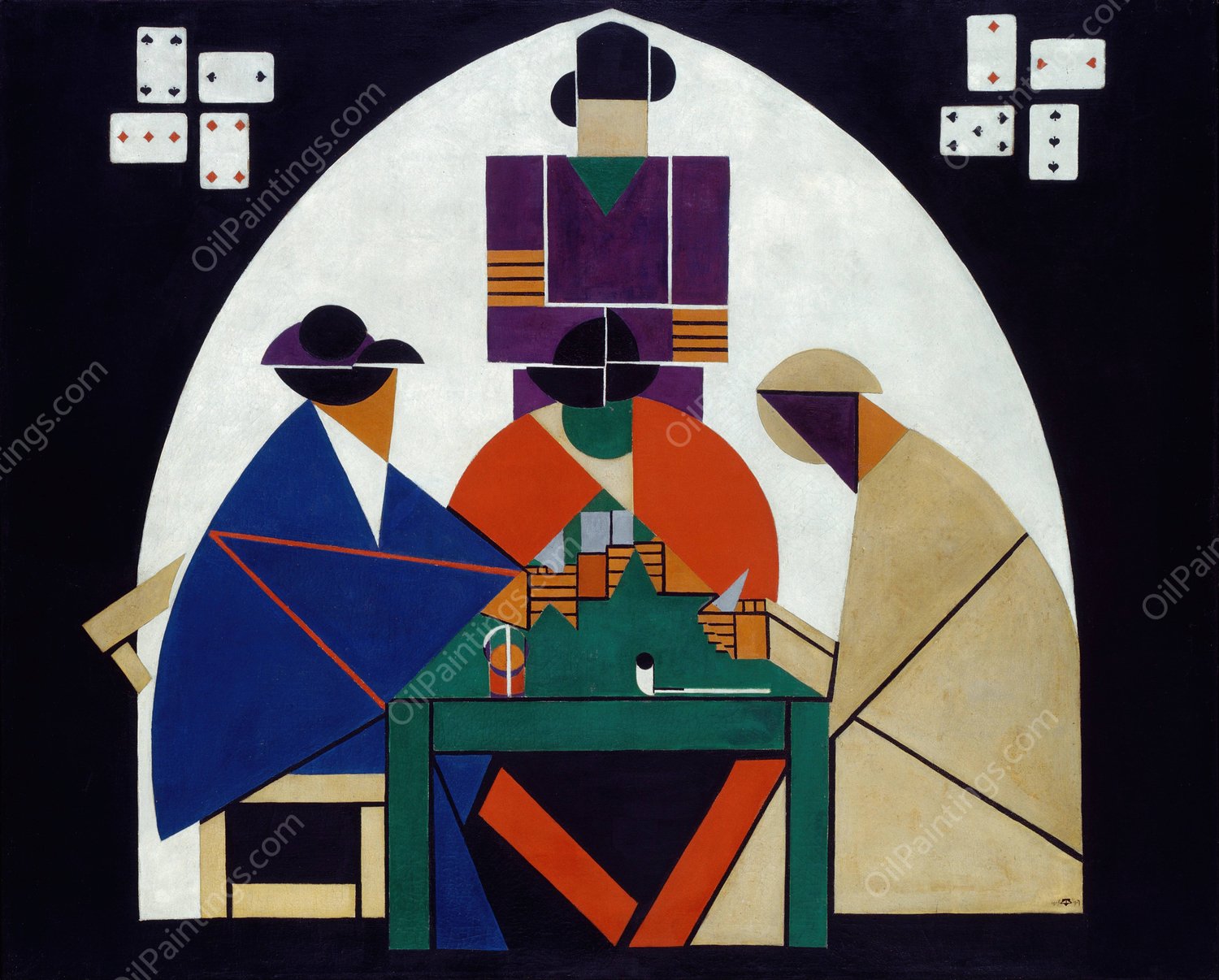 The Cardplayers  by Theo Van Doesburg - Hand-Painted Oil Painting Reproduction