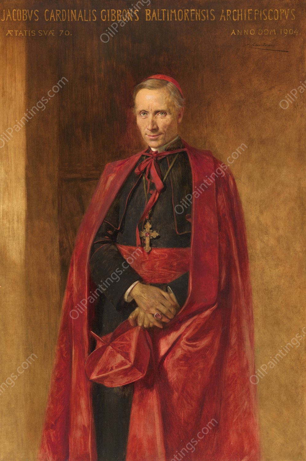 Cardinal James Gibbons  by Theobald Chartran - Hand-Painted Oil Painting Reproduction