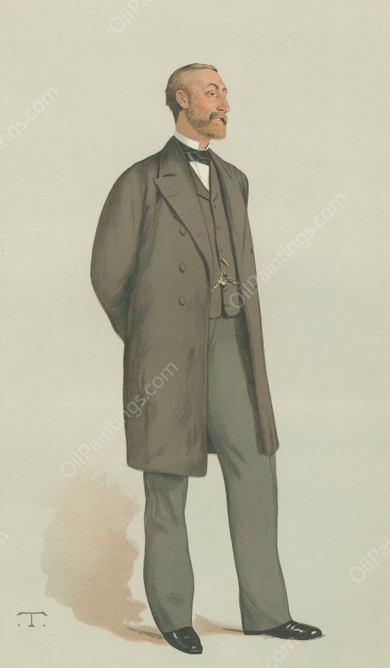 Politicians - Vanity Fair. 'The Privy Purse'The Rt. Hon. Gen. Sir Henry Ponsonby. 17 March 1883  by Theobald Chartran - Hand-Painted Oil Painting Reproduction