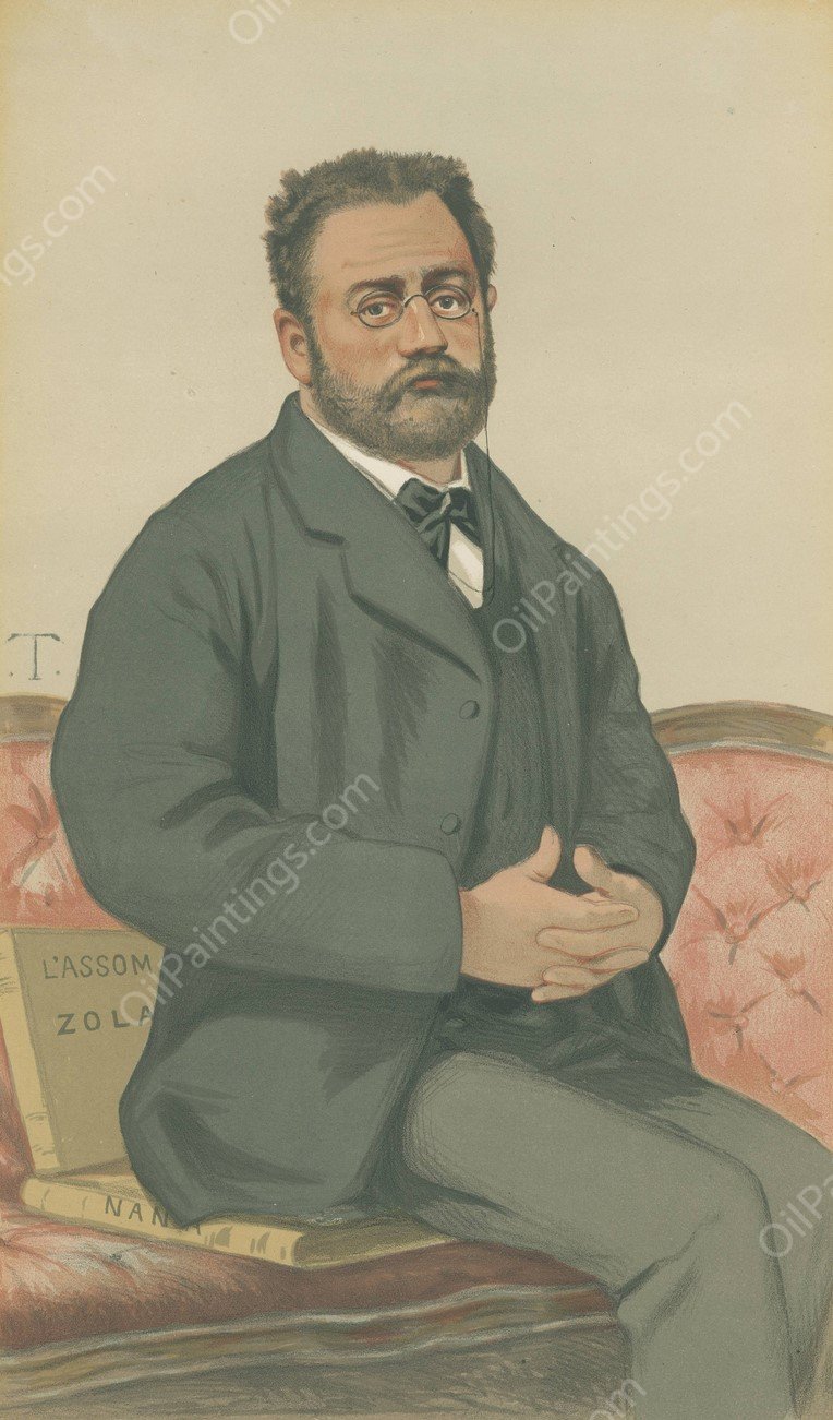 Vanity Fair; Literary; 'French Realism', Emile Zola, January 24, 1880  by Theobald Chartran - Hand-Painted Oil Painting Reproduction
