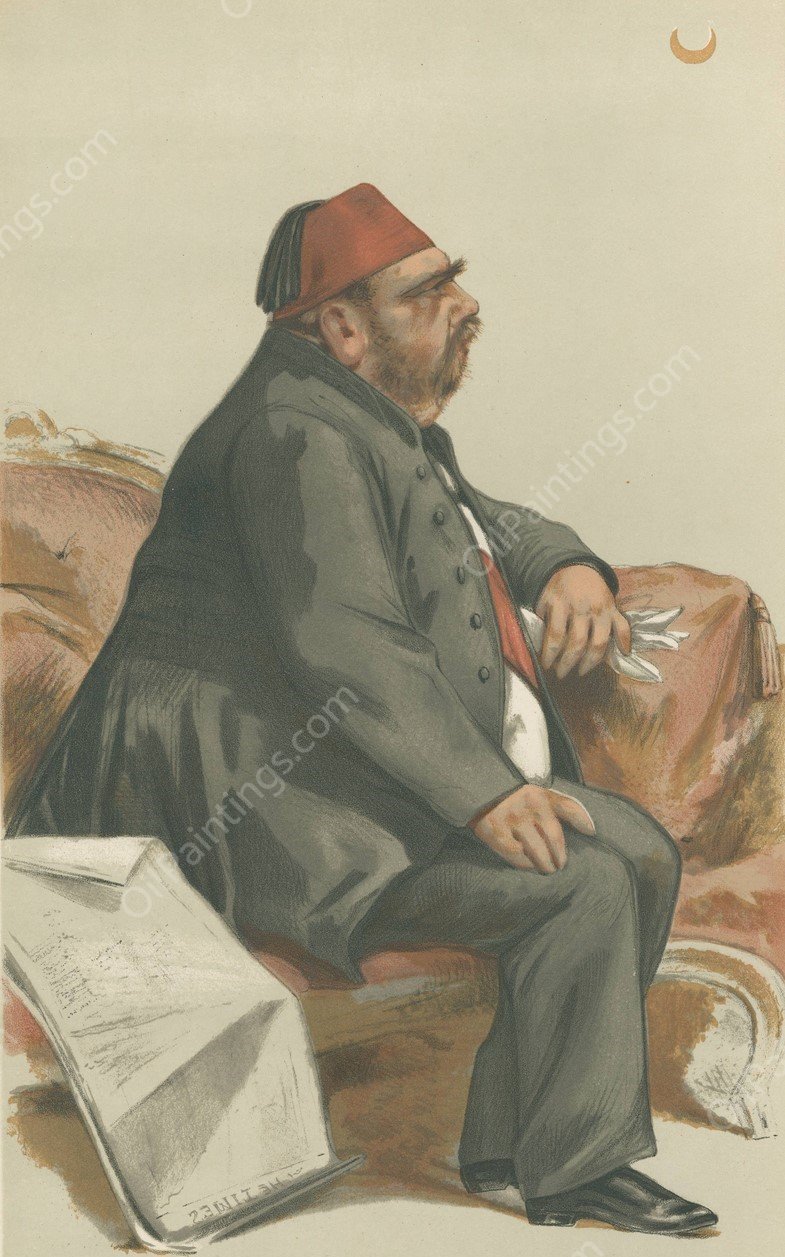Vanity Fair; Royalty; 'The Ex-Khedive', His Highness Ismail Pacha, May 7, 1881  by Theobald Chartran - Hand-Painted Oil Painting Reproduction
