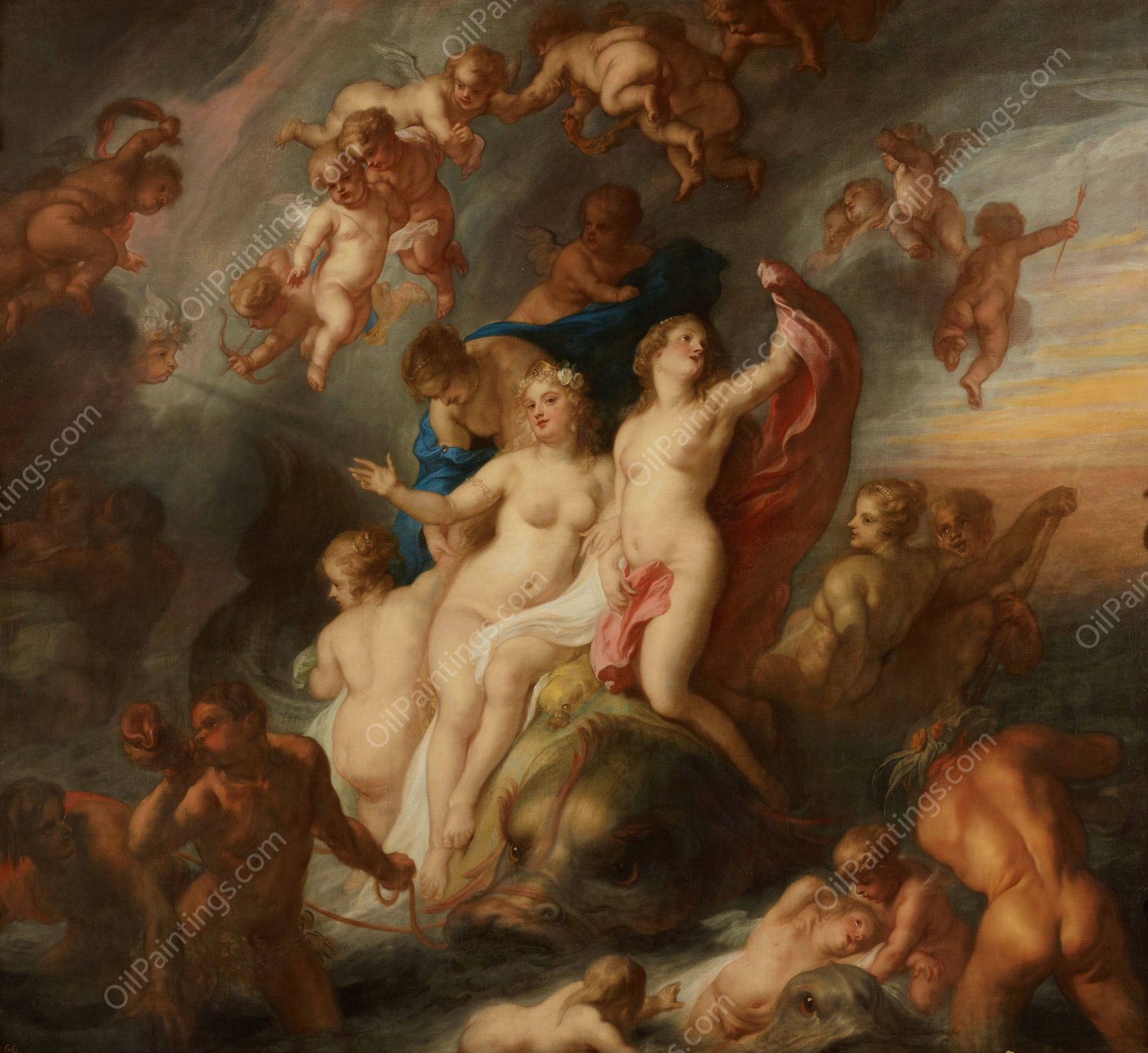 Triumph of Galatea  by Theodoor Van Thulden - Hand-Painted Oil Painting Reproduction