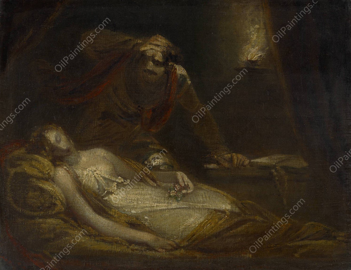 Othello and Desdemona by Theodor Matthias Von Holst - Hand-Painted Oil Painting Reproduction