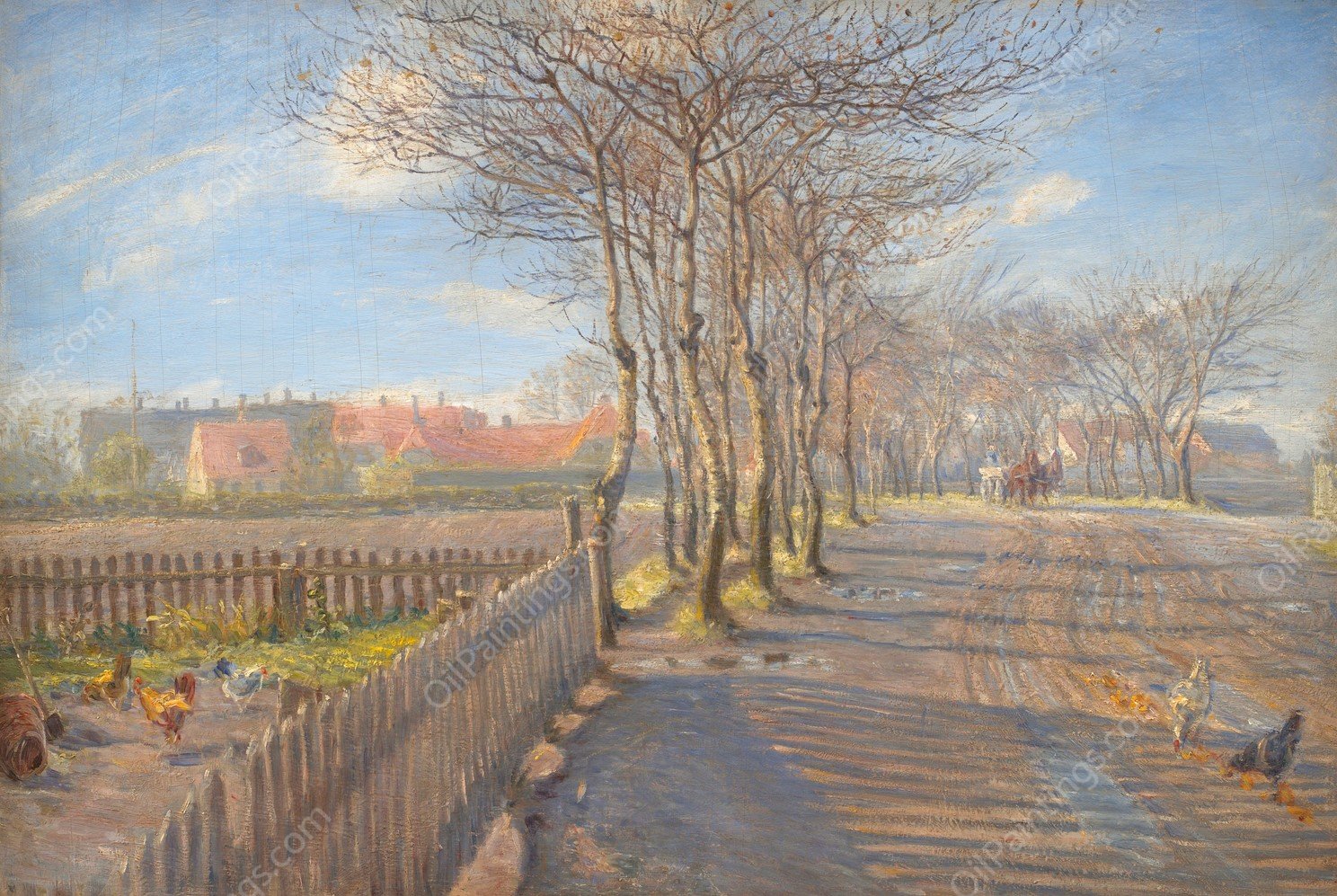Country Lane with Trees. Kastrup  by Theodor Philipsen - Hand-Painted Oil Painting Reproduction