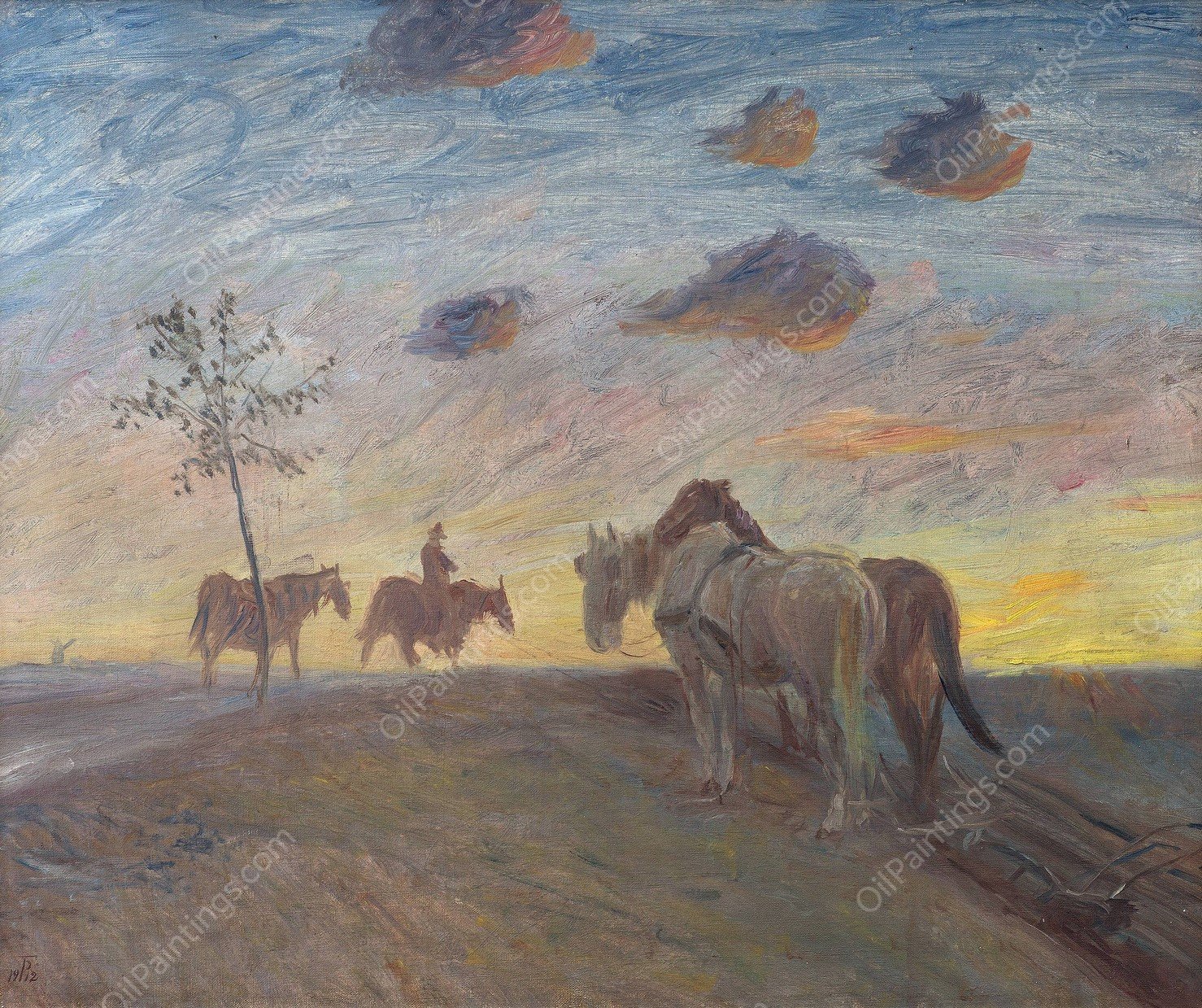 Evening Landscape  by Theodor Philipsen - Hand-Painted Oil Painting Reproduction