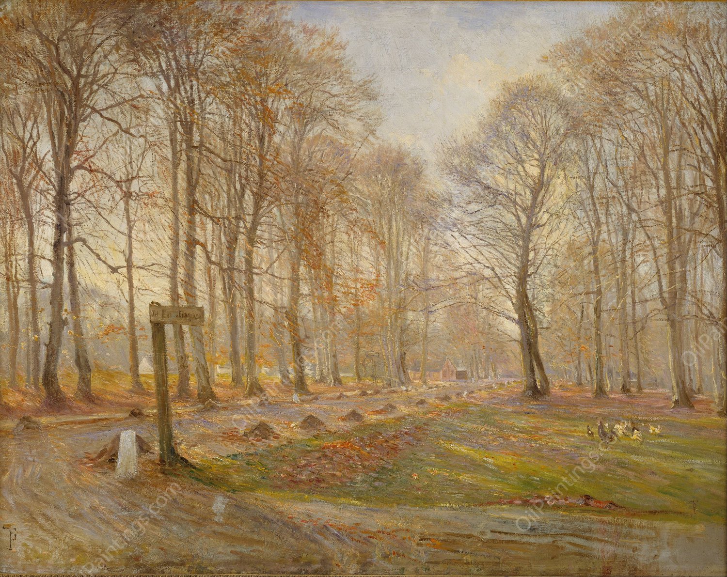 Late Autumn Day in the Jaegersborg Deer Park, North of Copenhagen by Theodor Philipsen - Hand-Painted Oil Painting Reproduction