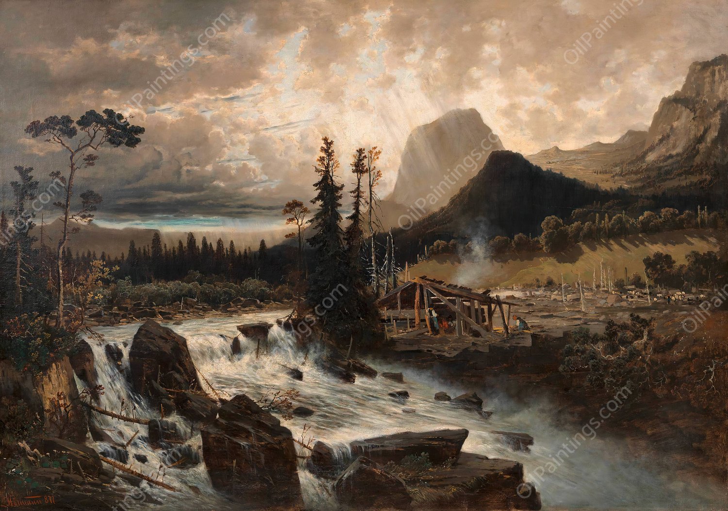 Muhlsturzhorn am Hintersee, Oberbayern  by Theodor Von Hormann - Hand-Painted Oil Painting Reproduction