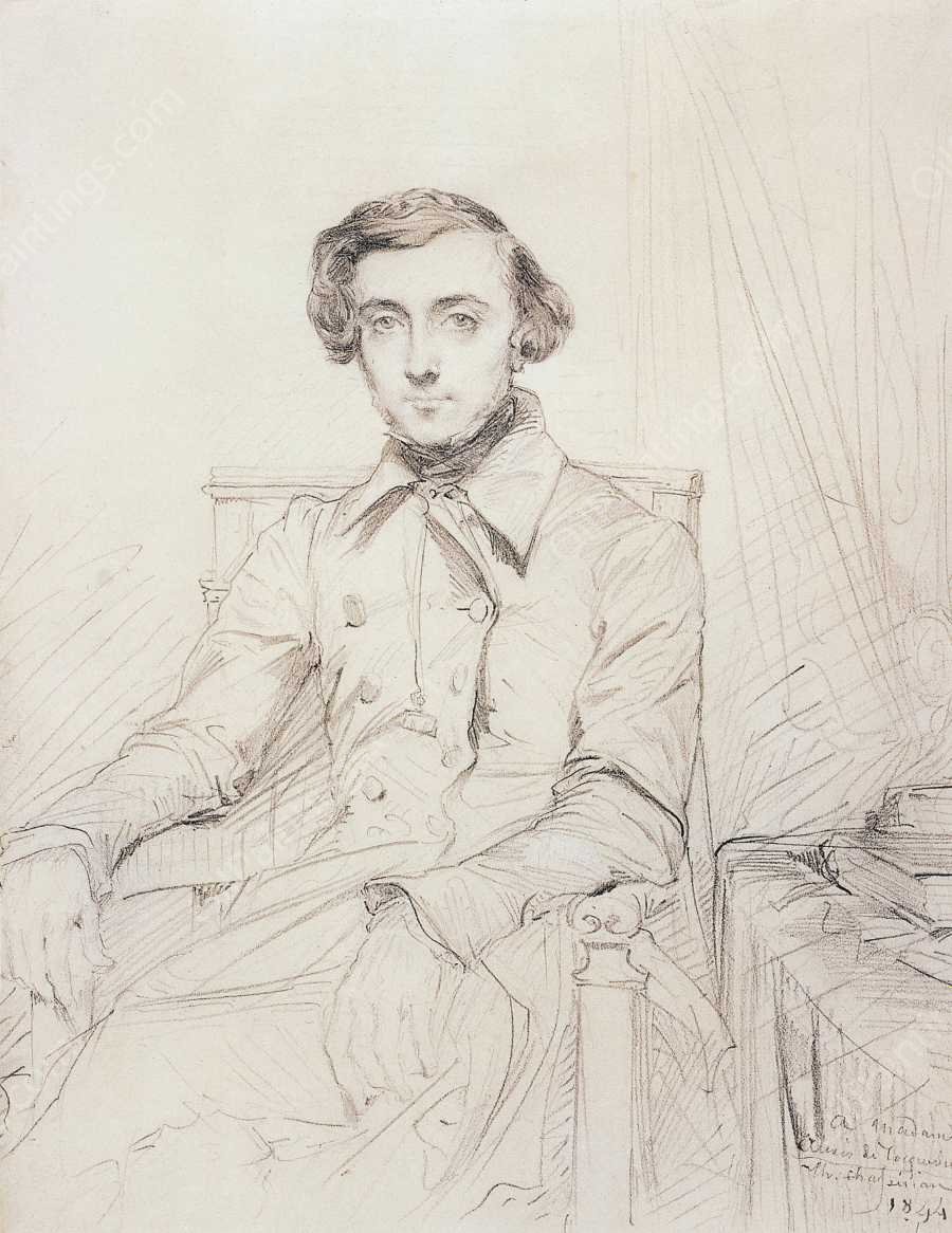 Portrait of Alexis de Tocqueville by Theodore Chasseriau - Hand-Painted Oil Painting Reproduction