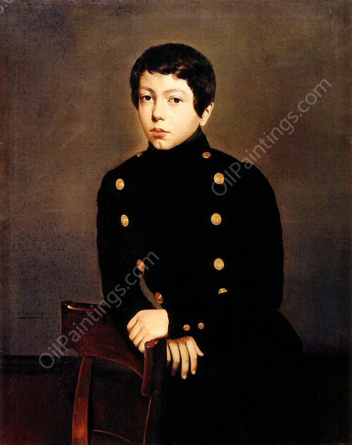 Portrait of Ernest Chasseriau, The Painter's Brother in the Uniform of the Ecole Navale in Brest about the Age of 13 by Theodore Chasseriau - Hand-Painted Oil Painting Reproduction
