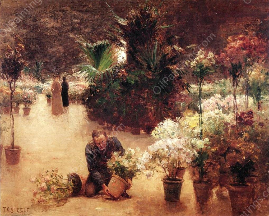 Flower Mart by Theodore Clement Steele - Hand-Painted Oil Painting Reproduction