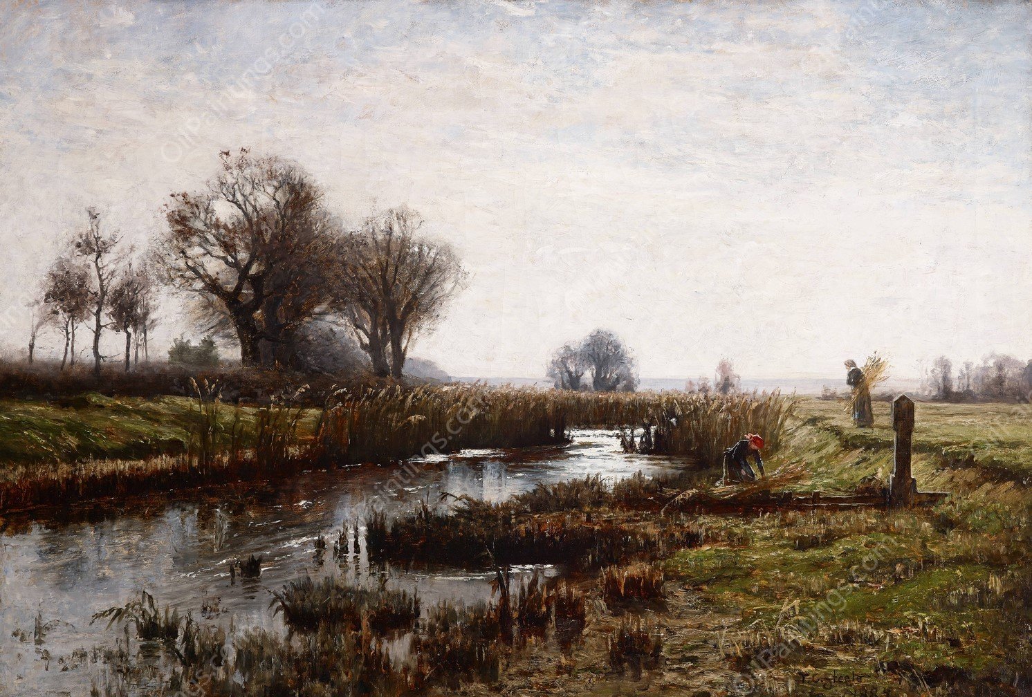 Late Afternoon, Dachau Moor  by Theodore Clement Steele - Hand-Painted Oil Painting Reproduction