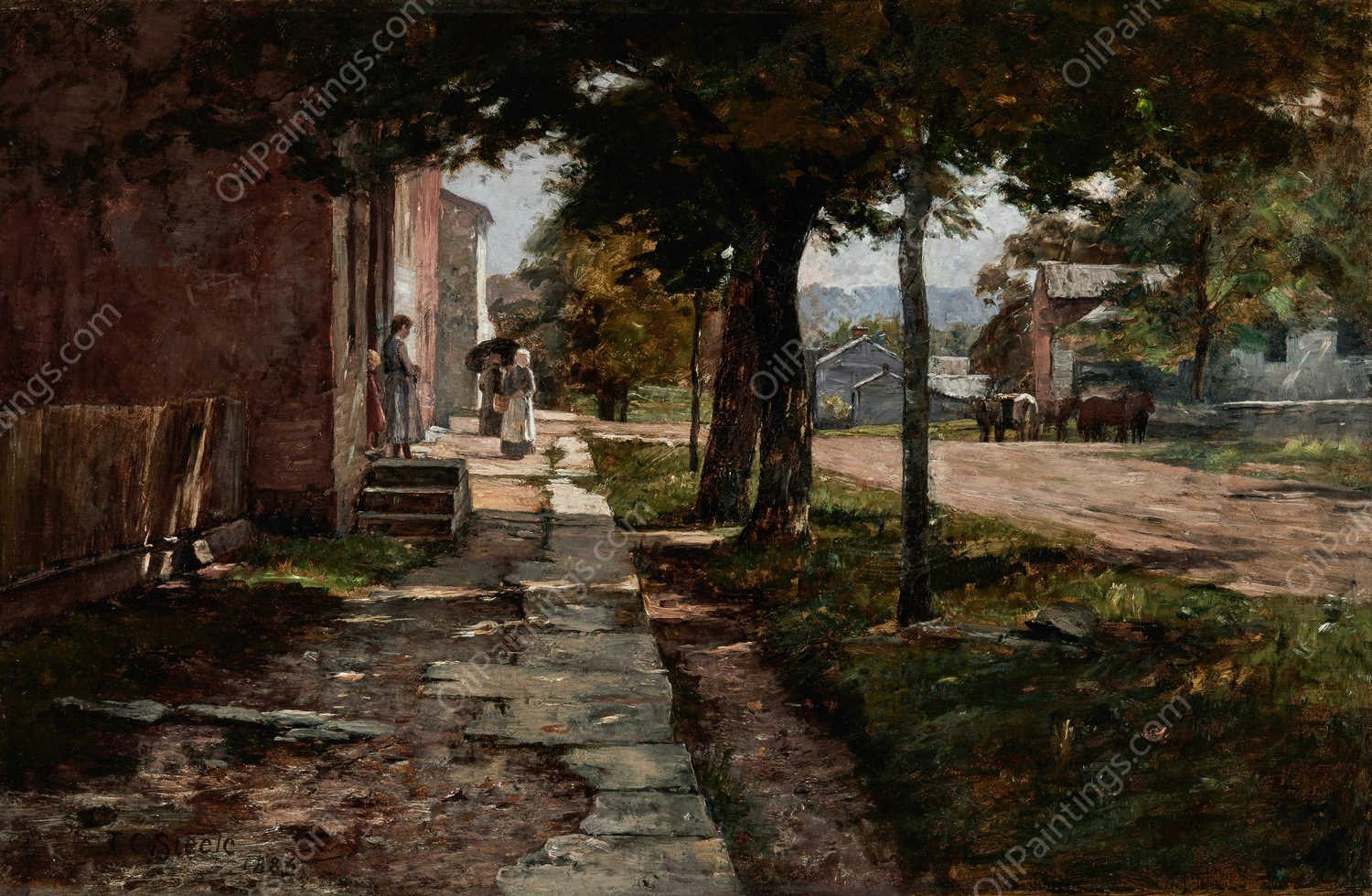 Street in Vernon  by Theodore Clement Steele - Hand-Painted Oil Painting Reproduction