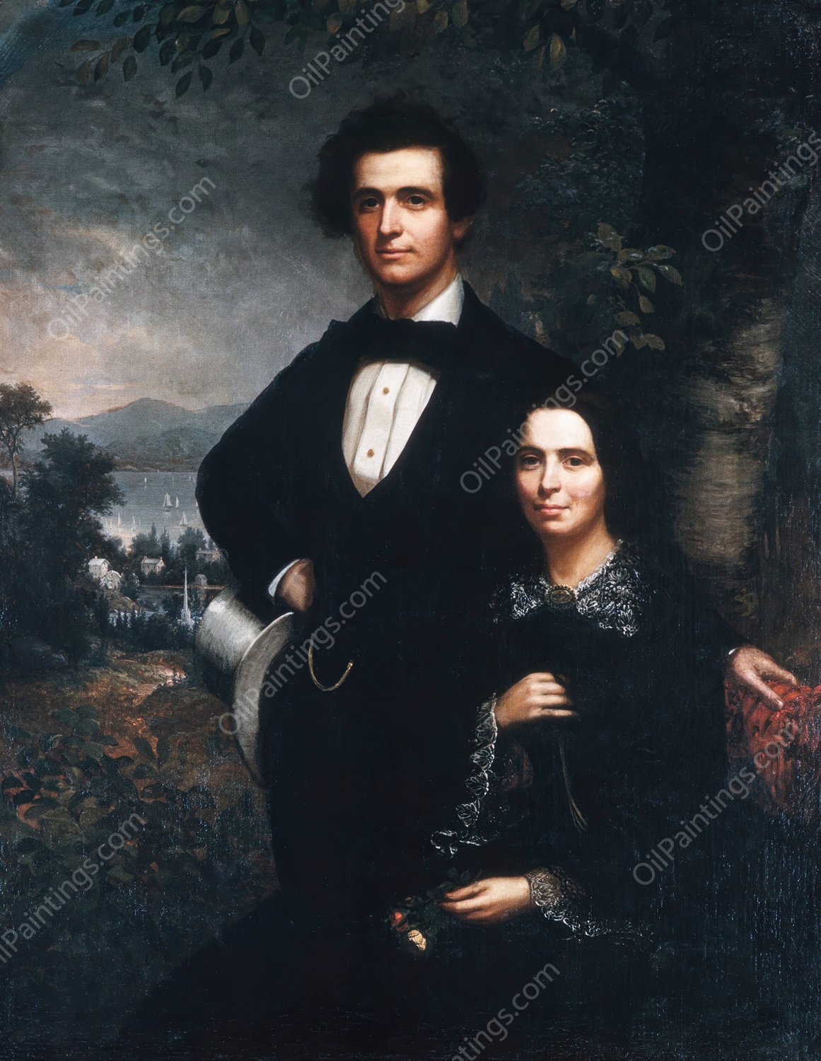 Mr. and Mrs. Daniel T. MacFarlan  by Theodore E. Pine - Hand-Painted Oil Painting Reproduction