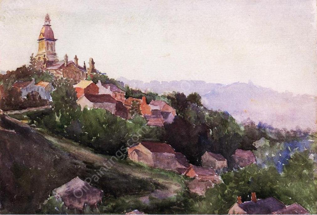 Houses in France by Theodore Robinson - Hand-Painted Oil Painting Reproduction