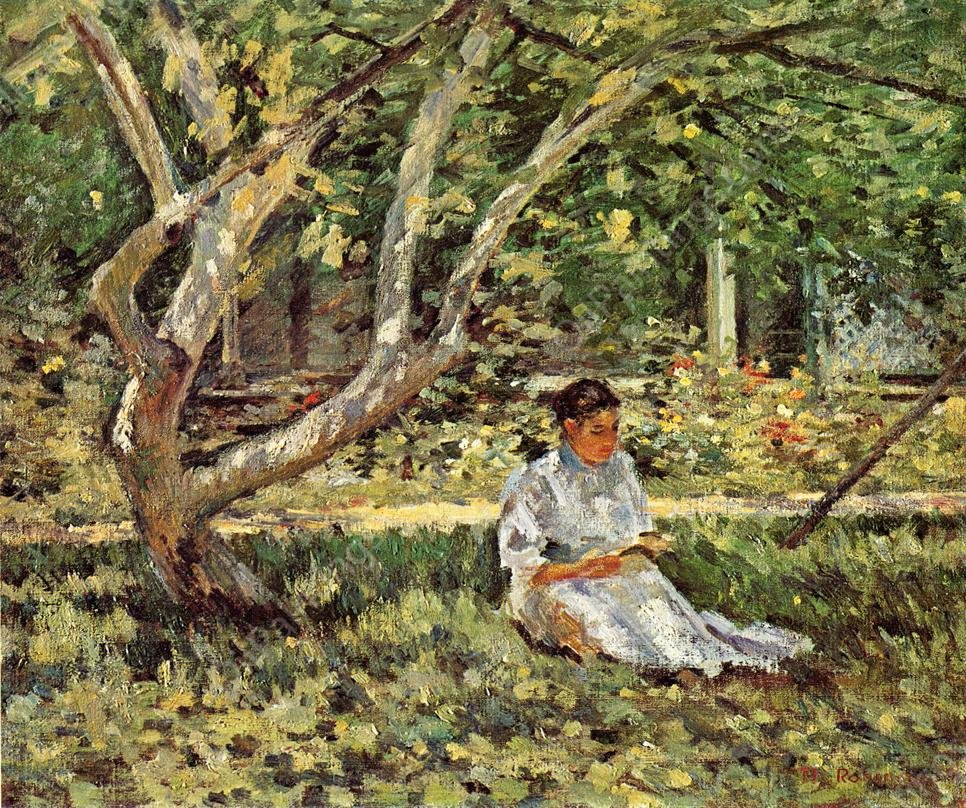 Nettie Reading by Theodore Robinson - Hand-Painted Oil Painting Reproduction