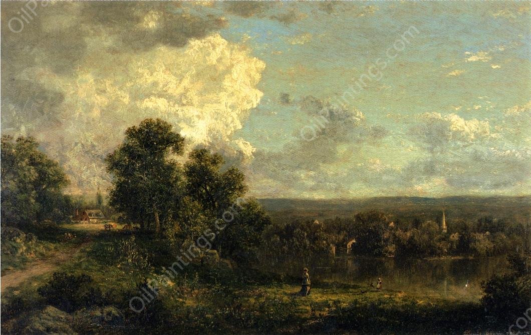 On the Housatonic River, Connecticut by Theodore Robinson - Hand-Painted Oil Painting Reproduction