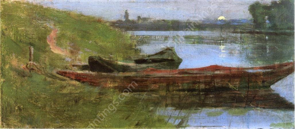 Two Boats by Theodore Robinson - Hand-Painted Oil Painting Reproduction