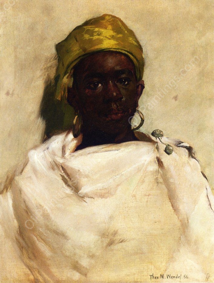 Portrait of a Moroccan Youth by Theodore Wendel - Hand-Painted Oil Painting Reproduction