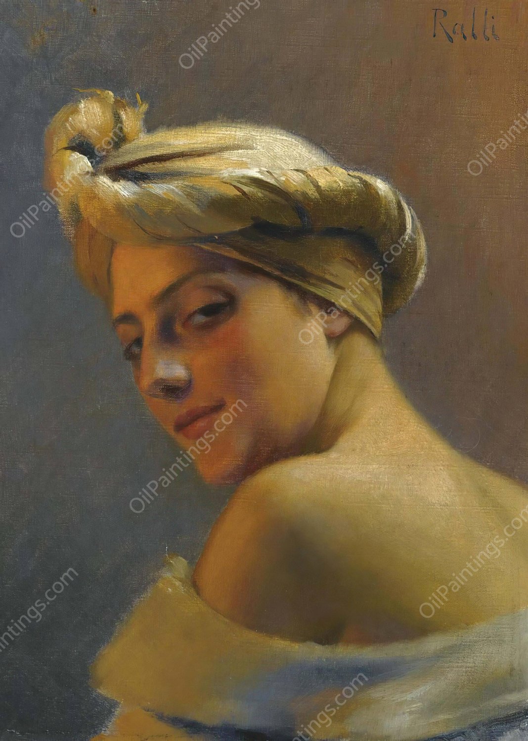 Girl With Turban by Theodoros Ralli - Hand-Painted Oil Painting Reproduction