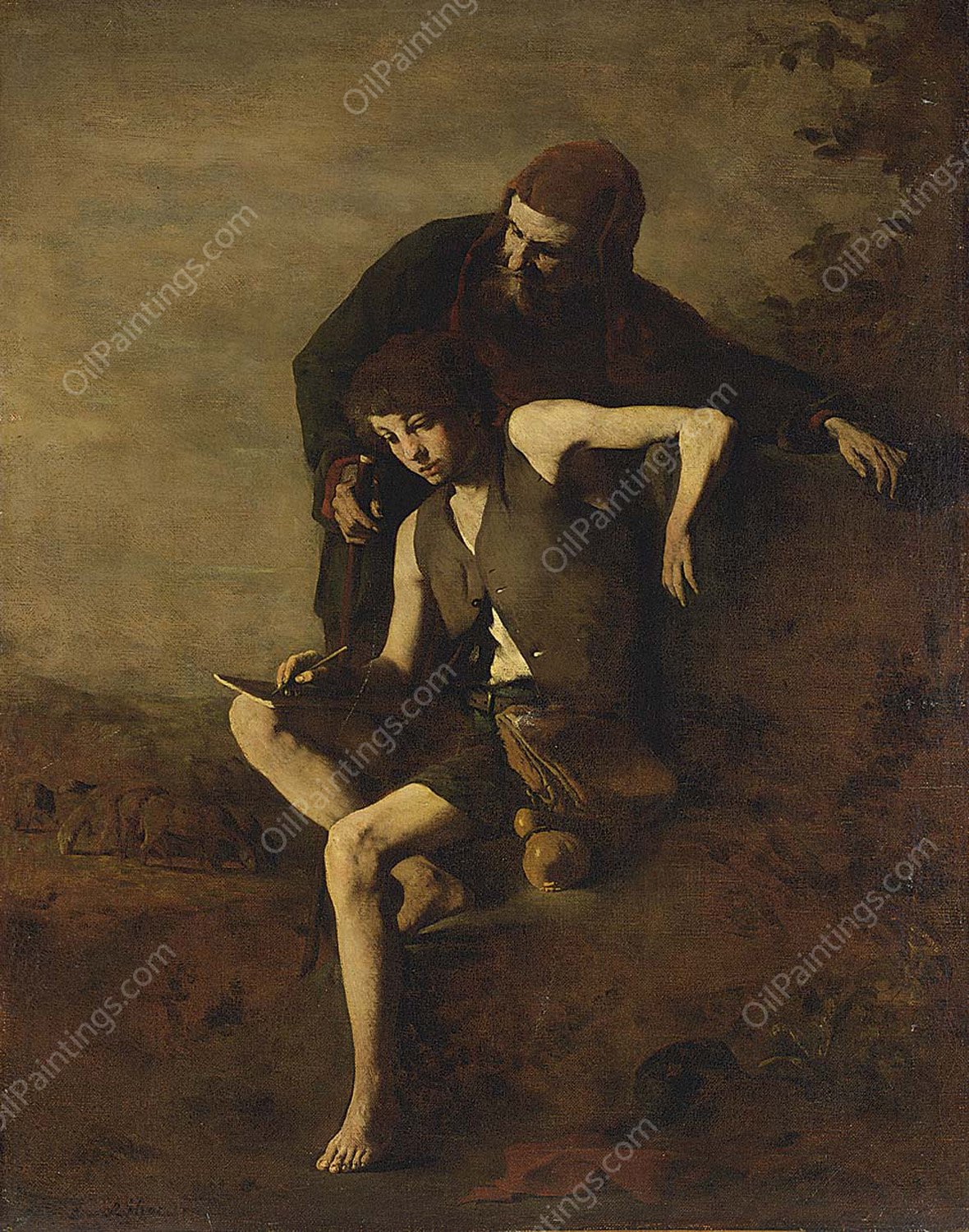 Cimabue Teaching Giotto to Draw by Theodule Augustine Ribot - Hand-Painted Oil Painting Reproduction