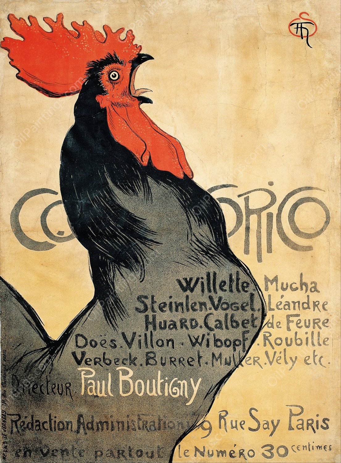 Cocorico  by Theophile Alexandre Steinlen - Hand-Painted Oil Painting Reproduction