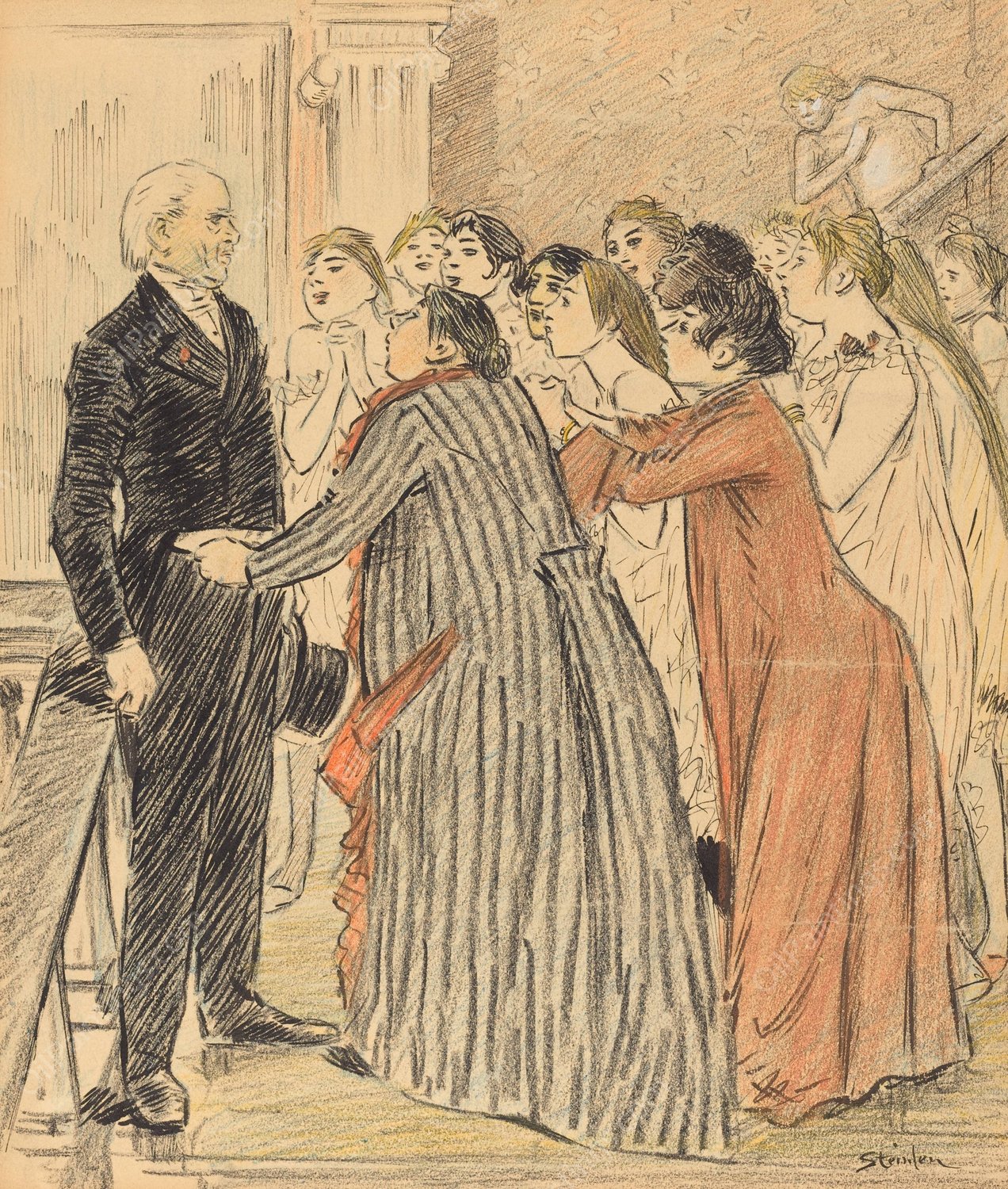 L'aventure Du Vieux Doyen  by Theophile Alexandre Steinlen - Hand-Painted Oil Painting Reproduction