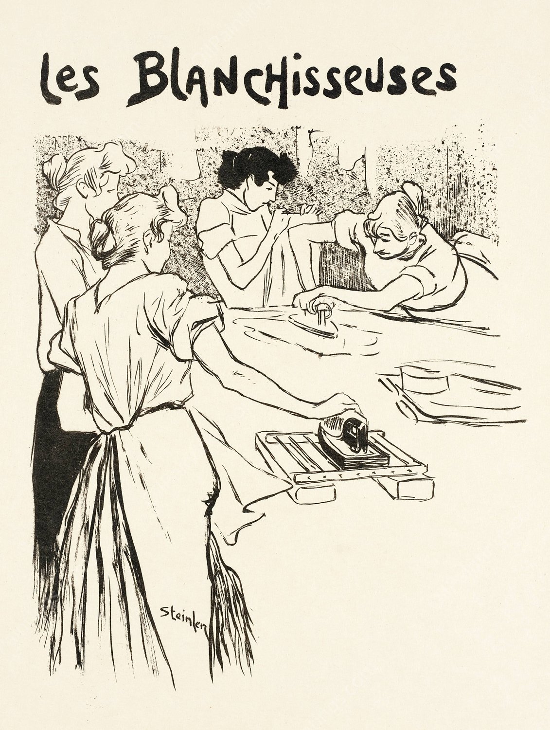 Les Blanchisseuses  by Theophile Alexandre Steinlen - Hand-Painted Oil Painting Reproduction