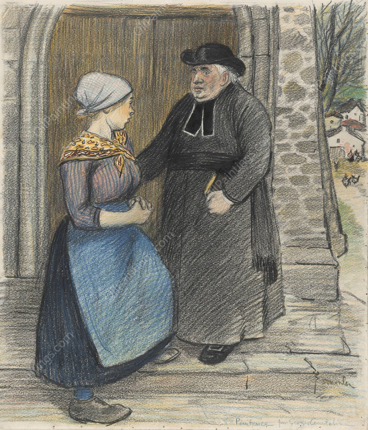 Penitence  by Theophile Alexandre Steinlen - Hand-Painted Oil Painting Reproduction