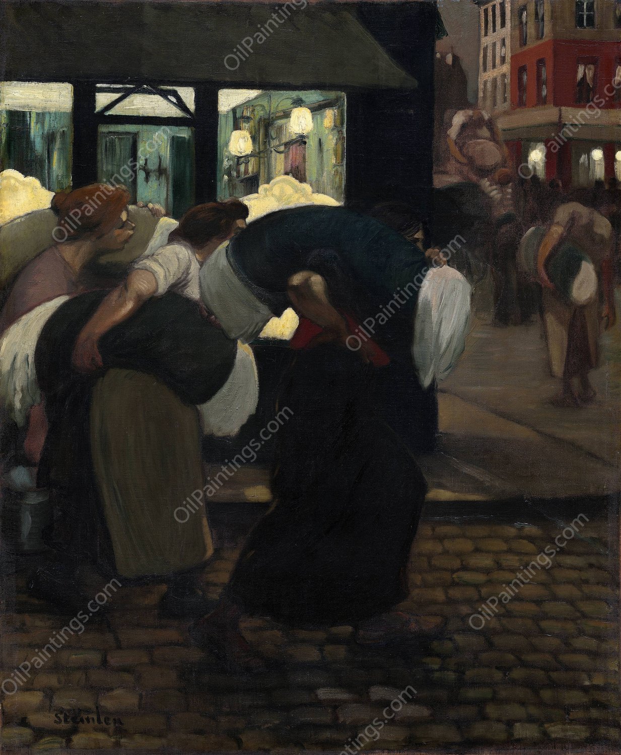 The Laundresses  by Theophile Alexandre Steinlen - Hand-Painted Oil Painting Reproduction